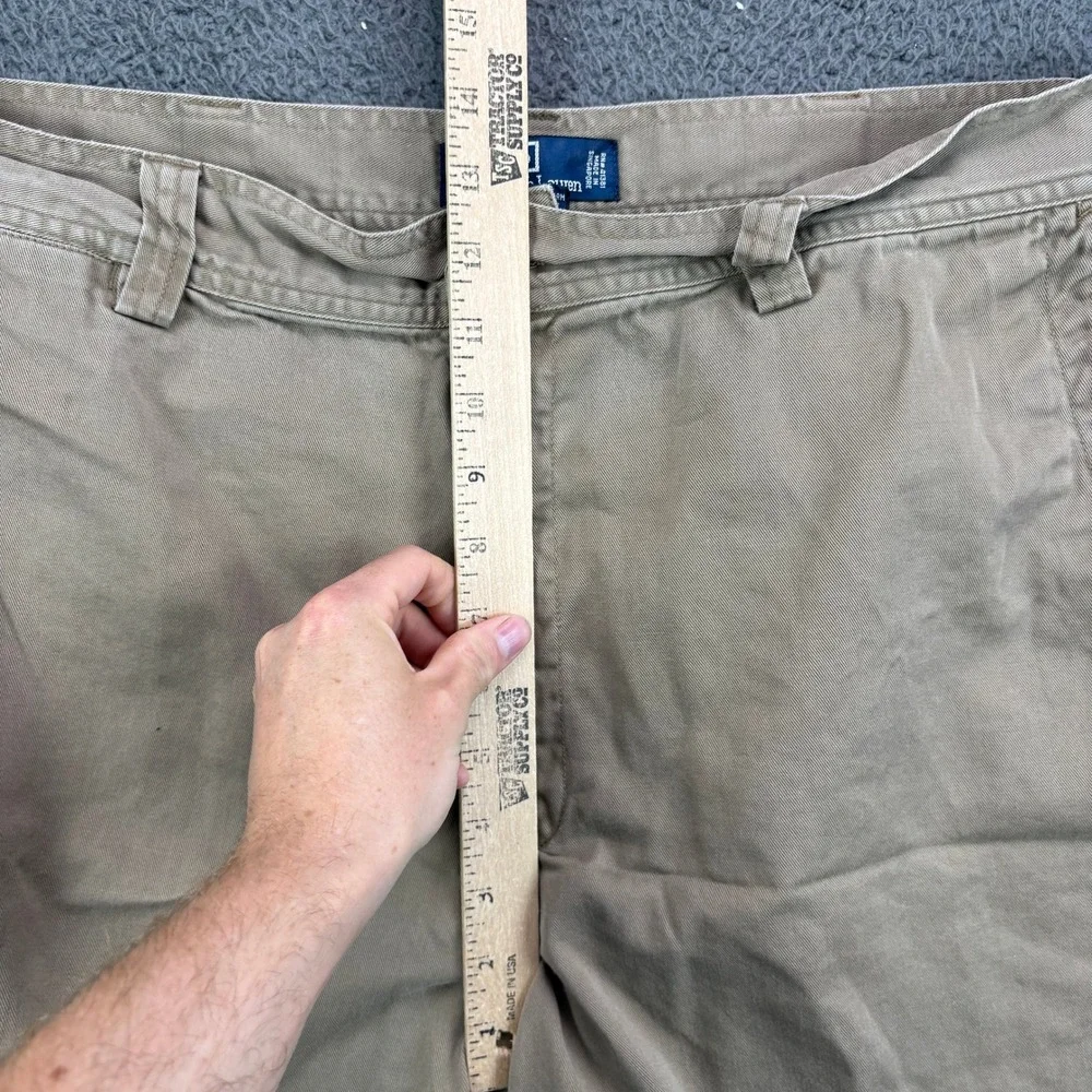 Polo Ralph‎ Lauren Mens 38 Khaki Tan Cotton Chino Shorts Flat Front Classic Fit